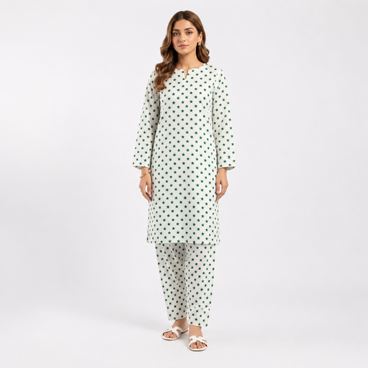 2 Pcs Women's Unstitched Printed Suit
