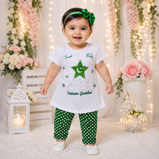 14 August 2 Pcs Girl's Fancy Embroidered Shirt And Trouser Set