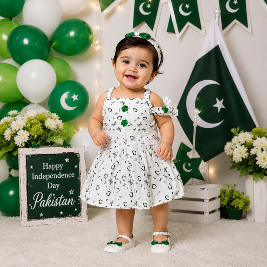 14 August 2 Pcs Girl's Fancy Frock And Trouser Set