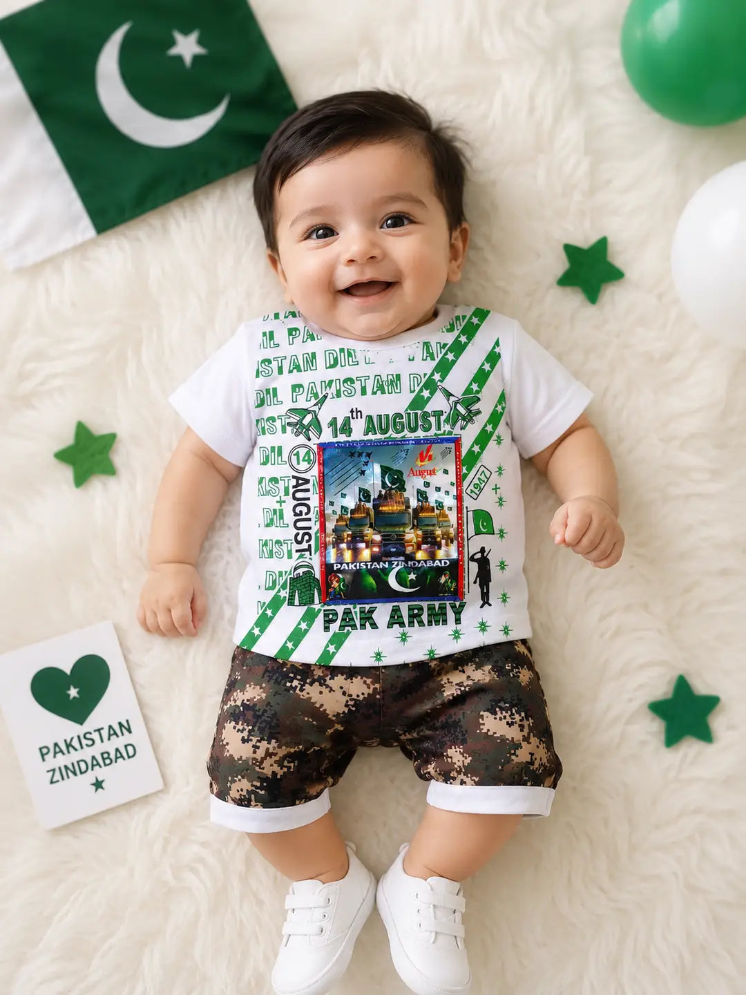 14 August 2 Pcs Boy's Lightning Shirt & Shorts Set – Cotton Lawn Outfit
