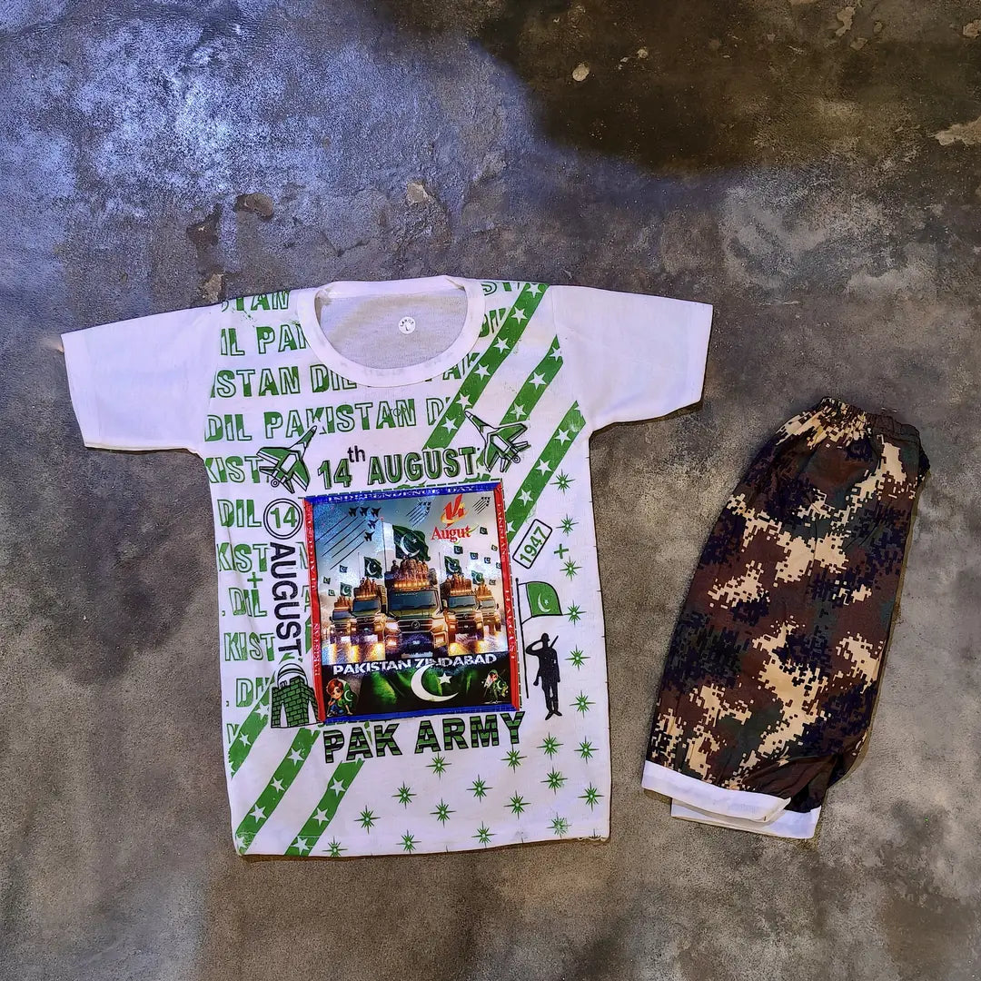 14 August 2 Pcs Boy's Lightning Shirt & Shorts Set – Cotton Lawn Outfit