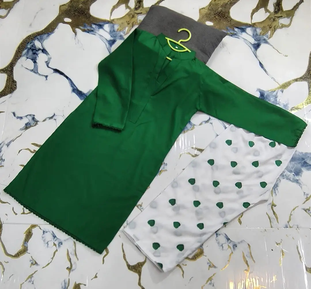 2 Pcs Girl's Cotton Embroidered Kurta And Pajama