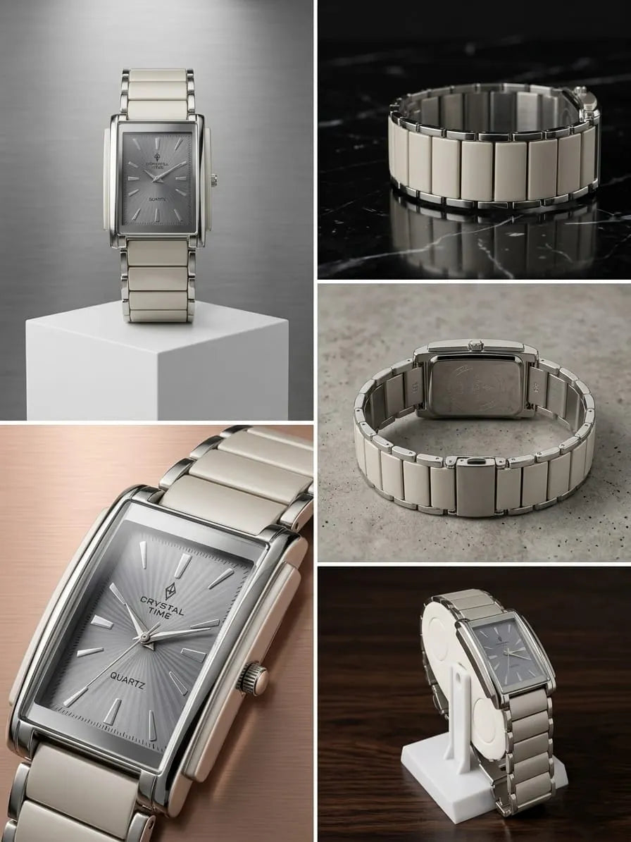 Men's Square Chain Strap Watch – Stylish Stainless Steel Analogue Watch
