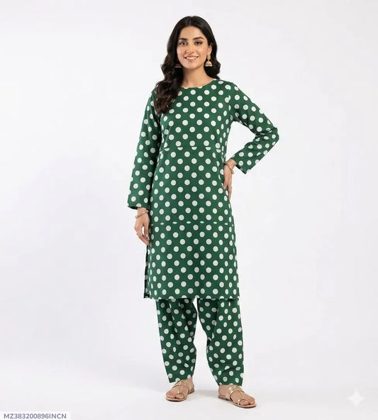 2 Pcs Women's Unstitched Printed Suit