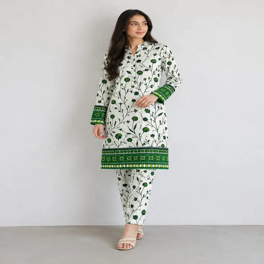 2 Pcs Women's Unstitched Printed Suit